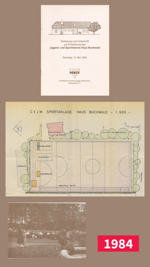Haus Buchwald und Sportanlage des CVJM Gütersloh 1984