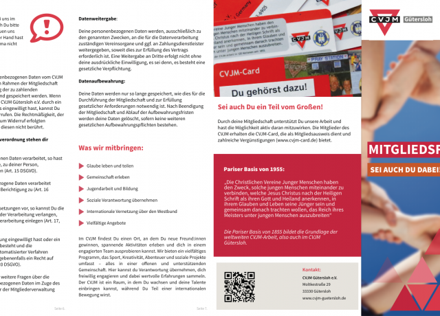 Mitgliedsformular des CVJM Gütersloh